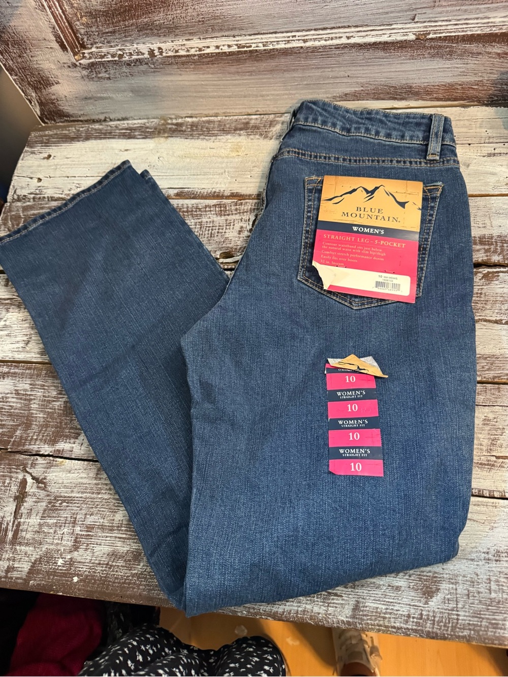 Blue Mountain Women's Straight Leg Jeans in Classic Blue, Size 10